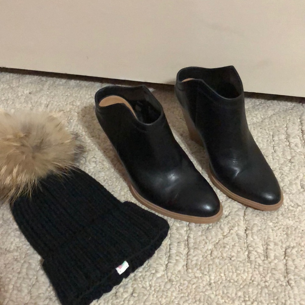 Black heeled Mules.  Backless Booties